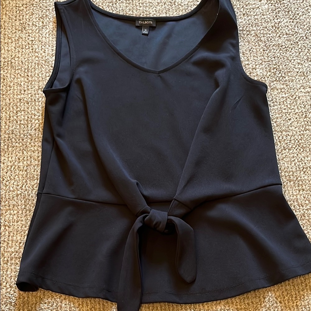 TALBOTS BLACK SLEEVELESS TIE TOP